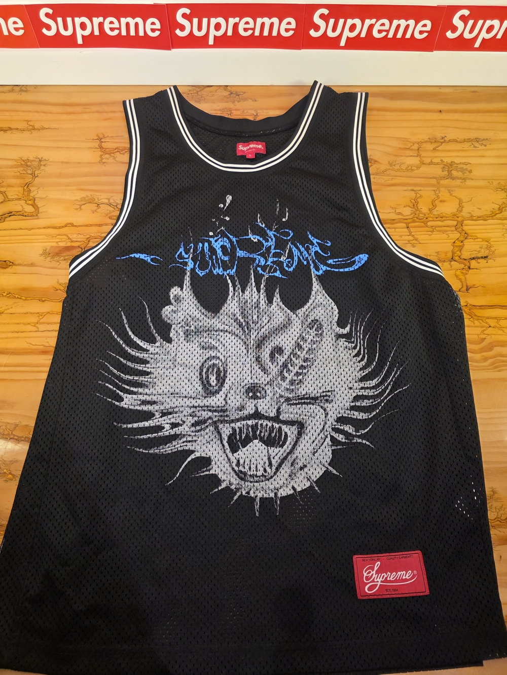 Supreme Animal Basketball Jersey Mens Large Black Mesh Tank Top
